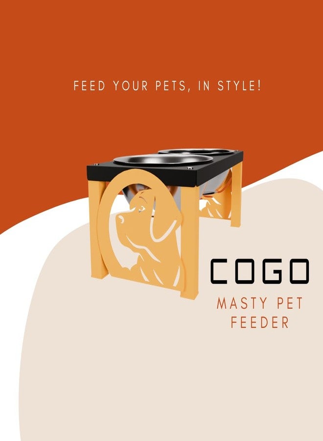 كوجو وعاء طعام COGO Masty للحيوانات الأليفة | وعاءان من الفولاذ المقاوم للصدأ (سعة كل منهما 1000 مل) | أوعية طعام مرتفعة للكلاب والقطط متوسطة وكبيرة الحجم | 5.5 × 7.5 × 15 بوصة | إطار معدني قوي وثابت | اللون: برتقالي - Image 3